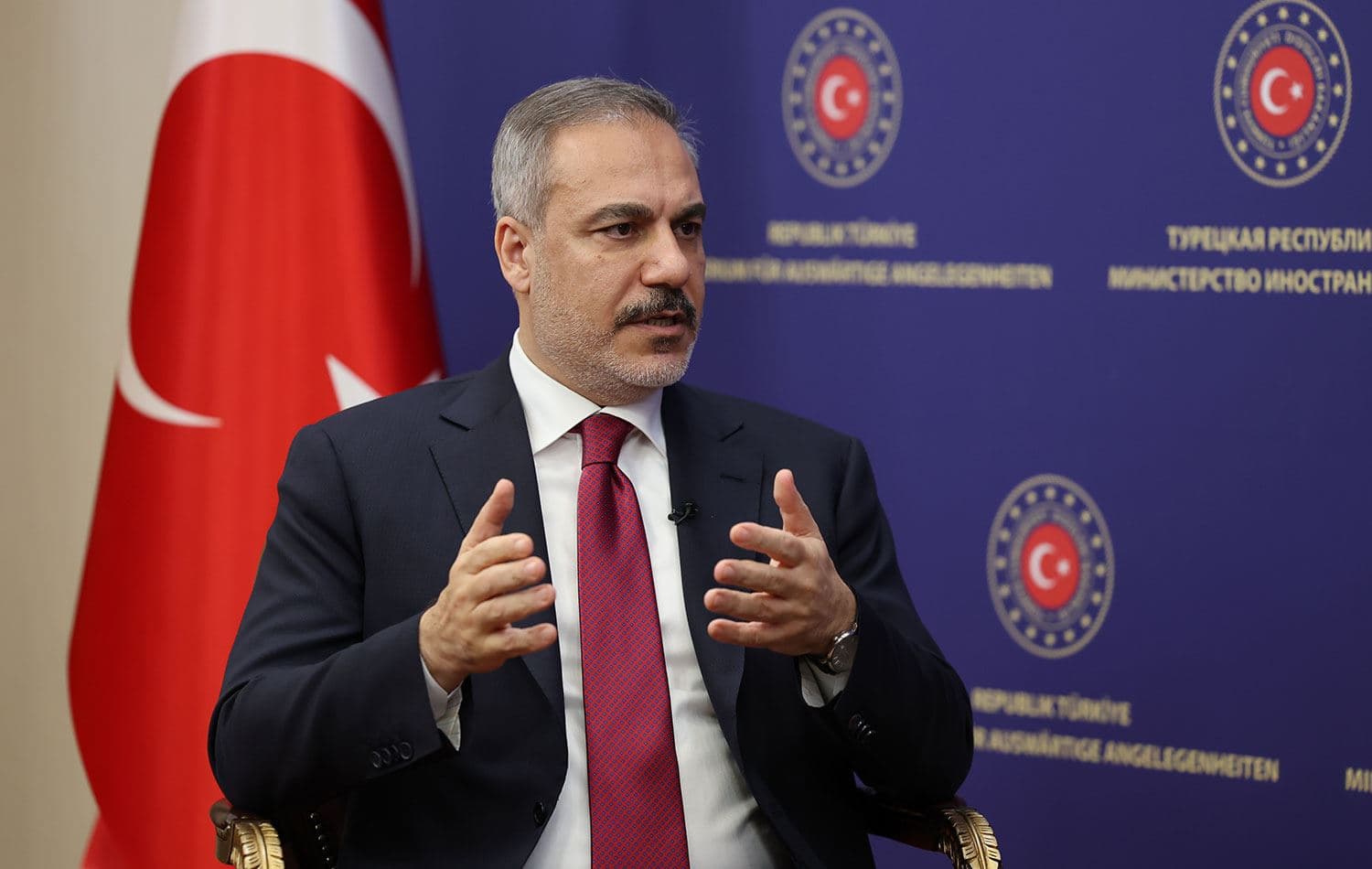 Türkiye Dışişleri Bakanı Hakan Fidan, Katar merkezli Al Jazeera televizyonuna Orta Doğu'daki gelişmelere ilişkin değerlendirmelerde bulundu. / Foto: AA