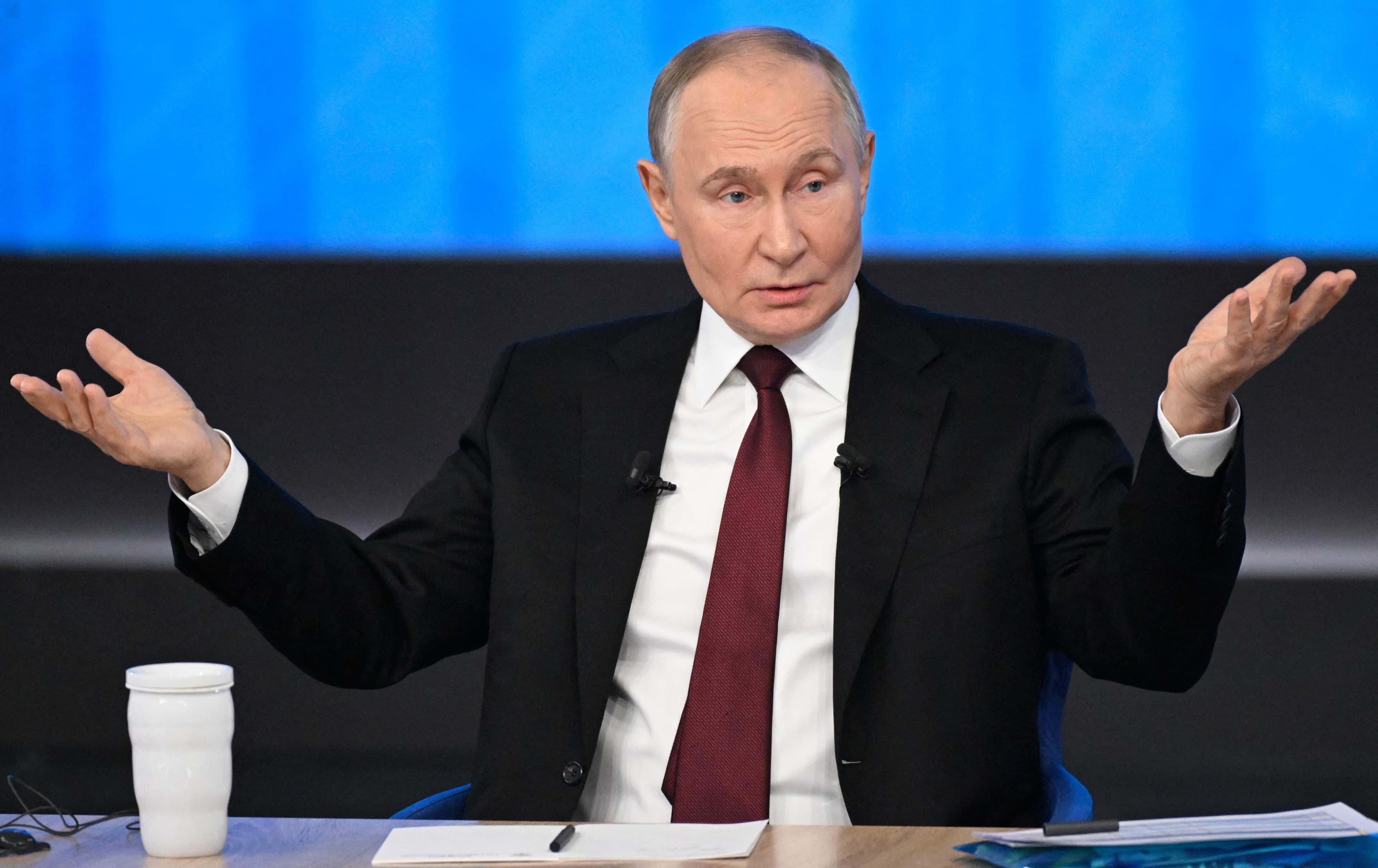 Rusya Devlet Başkanı Vladimir Putin, ülke ve dünya gündemine dair halktan ve medyadan gelen sorulara yanıt verdi. / Foto: AFP