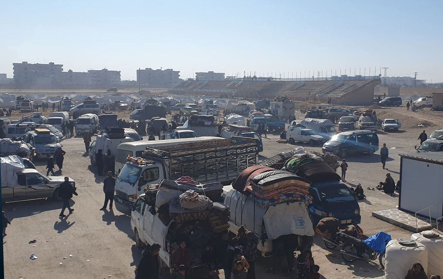 Shahba IDPs after arriving in Tabqa in December 2024. Photo: Rudaw