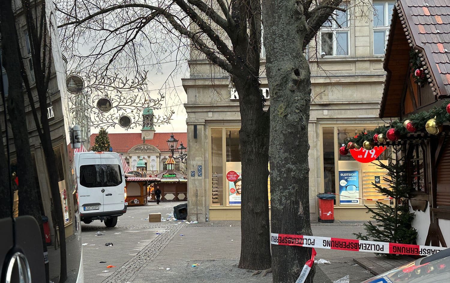 The closed Christmas market where a car crashed into a crowd, killing two and injuring 68, in the German city of Magdeburg on December 21, 2024. Photo: Alla Shally/Rudaw