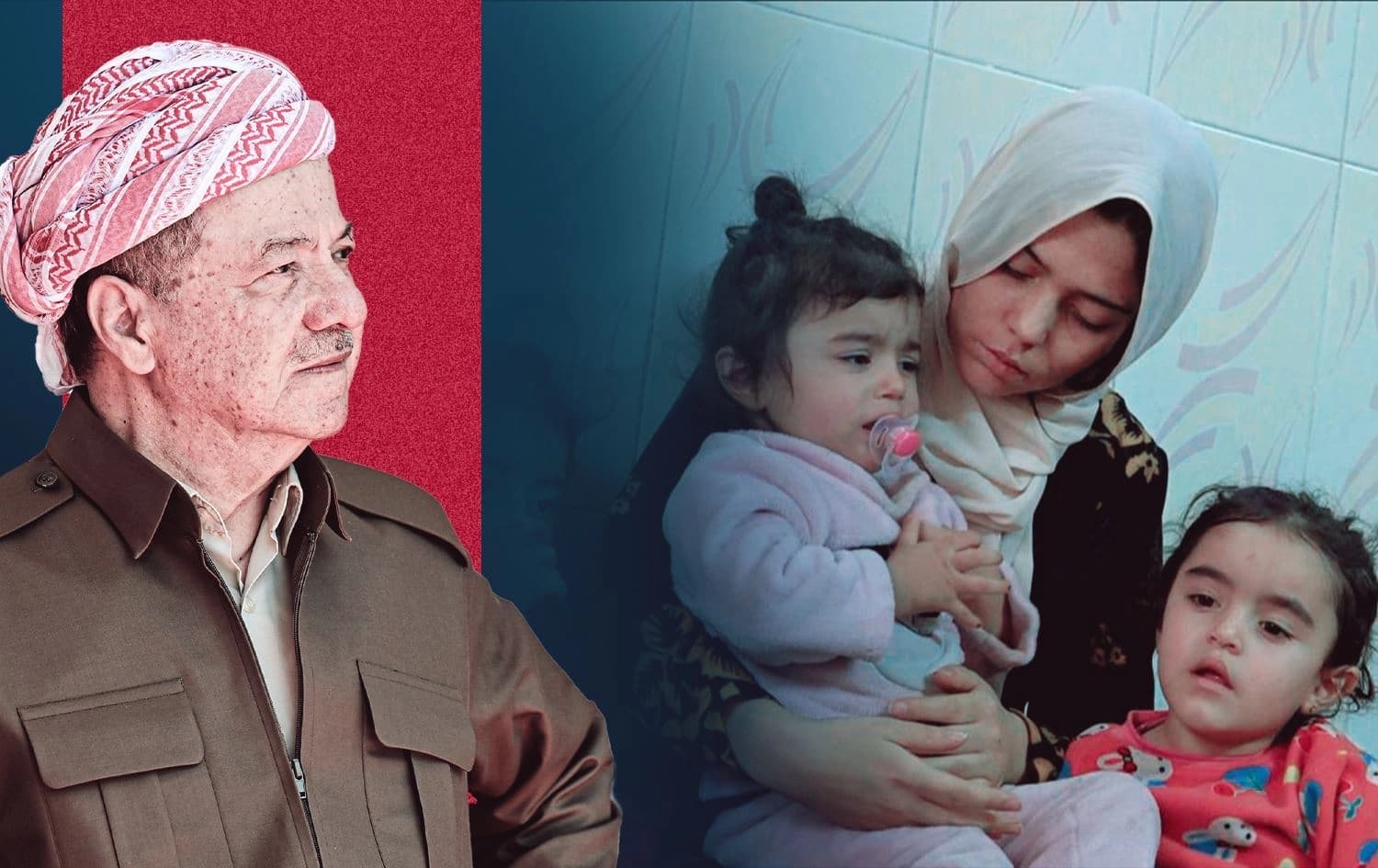 Serok Barzanî û malbata ji Kobaniyê / Wêne: Rûdaw Grafîk