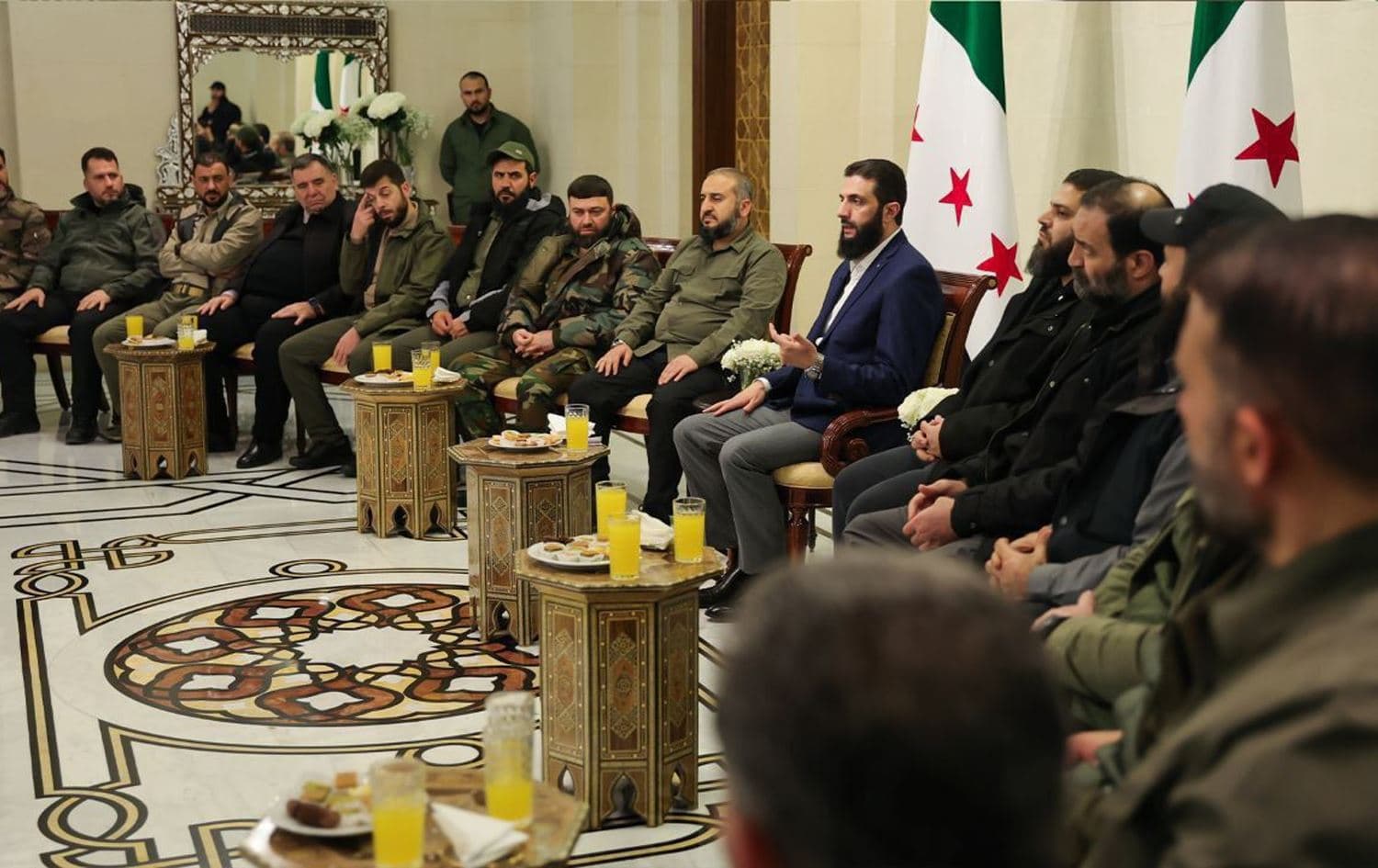 HTS leader Ahmed al-Sharaa holding a meeting with rebel coalition leaders in Damascus on December 24, 2024. Photo: Sharaa’s office.