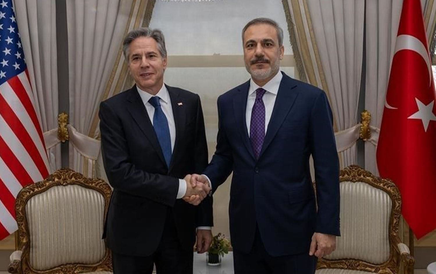 Turkey’s foreign minister Hakan Fidan and United States Secretary of State Antony Blinken. Photo:AA