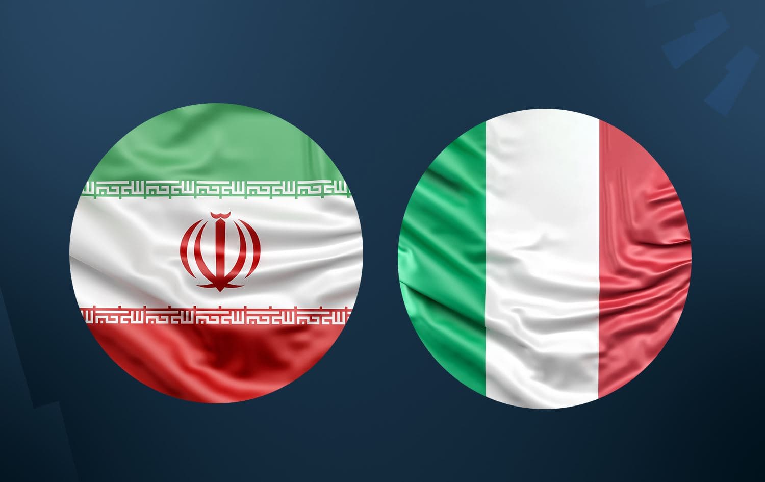 From left Iranian and Italian flags. 
