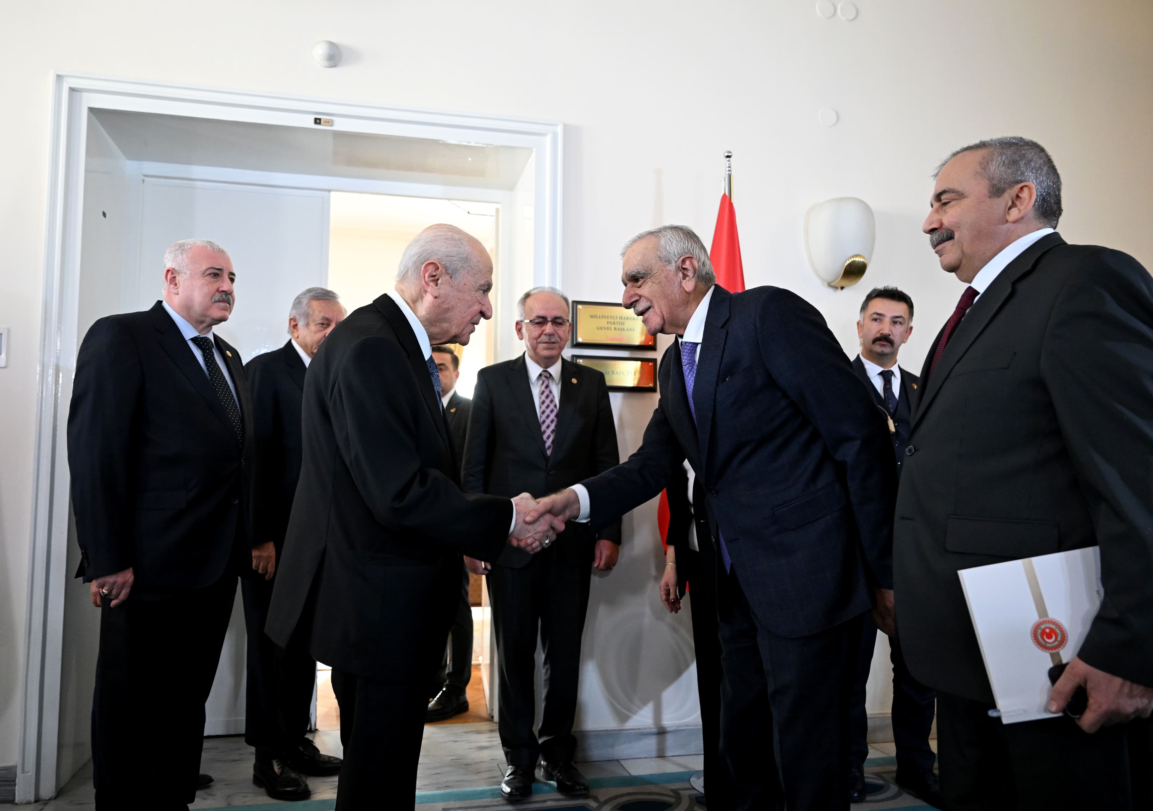 DEM Party delegation visiting MHP leader Devlet Bahceli in Ankara on January 2, 2024. Photo: AA