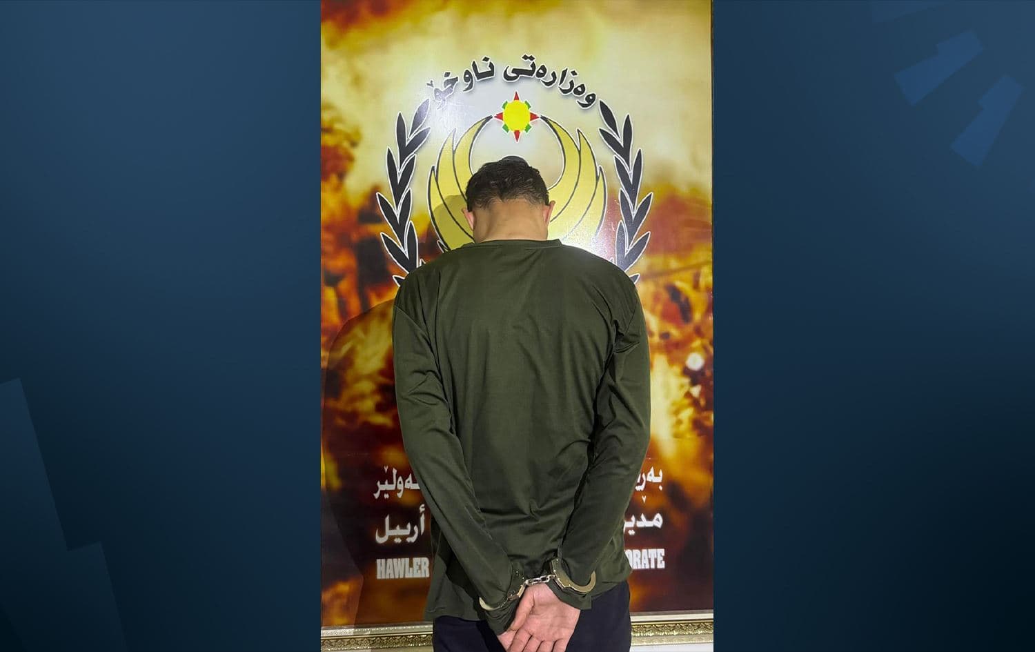 An arrested suspect in Erbil on January 6, 2024. Photo: Erbil Police/Facebook