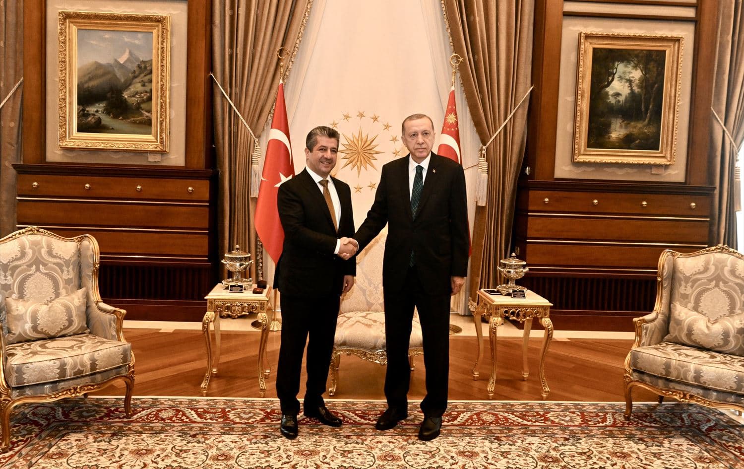 Kurdistan Region Prime Minister Masrour Barzani (left) and Turkish President Recep Tayyip Erdogan (right) in a meeting in Ankara on June 20, 2023. Photo: Masrour Barzani/X