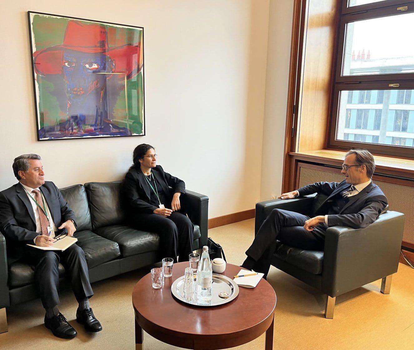 Tobias Tunkel, the director of the Middle East and North Africa office of the German foreign office, (right) meeting with Rojava delegation in Berlin on January 9, 2025. Photo:Tobias Tunkel/X