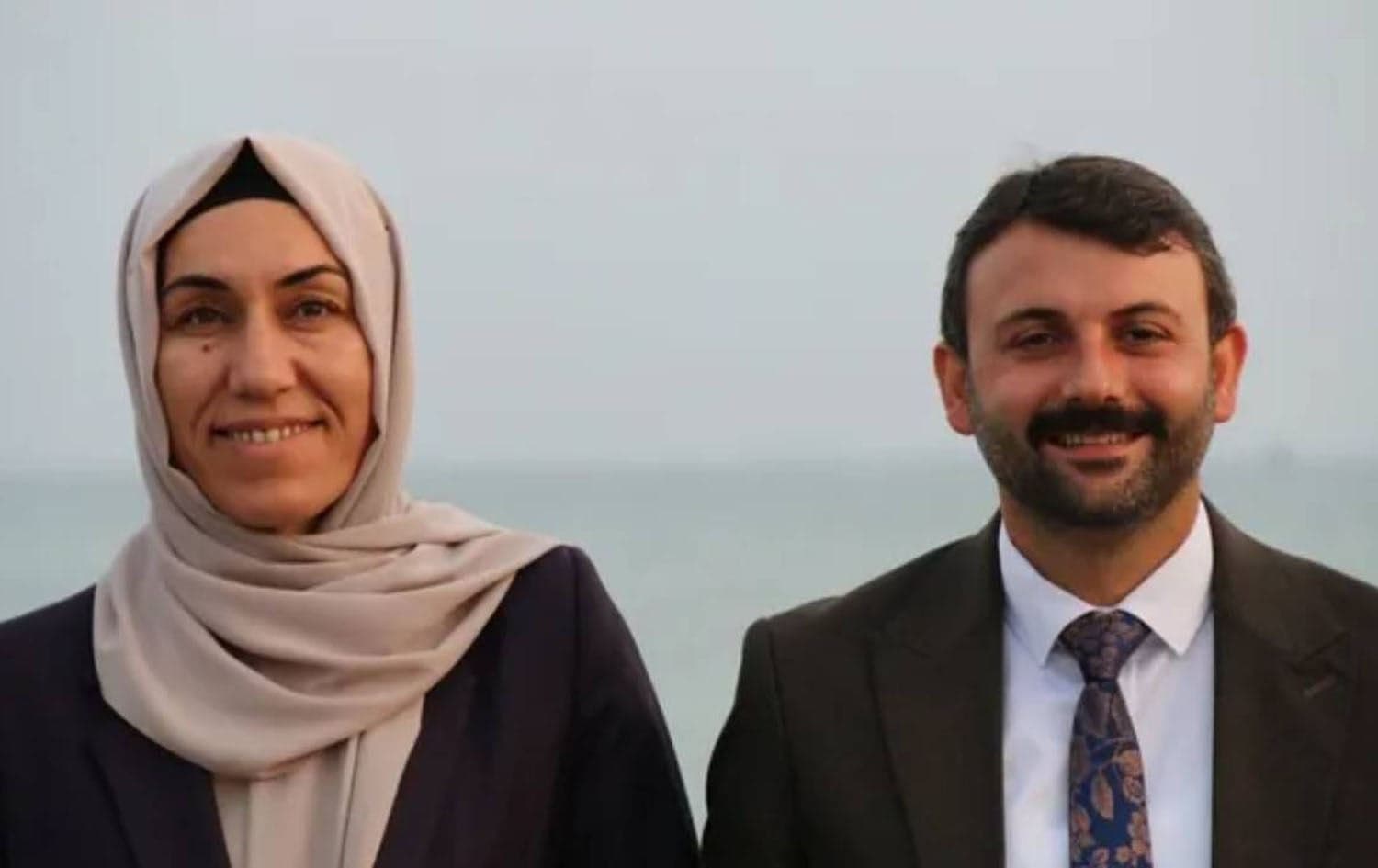  Akdeniz district co-mayors Nuriye Aslan (left) and Hosyar Sariyildiz (right), in Mersin province. Photo: Tuncer Bakirhan/X