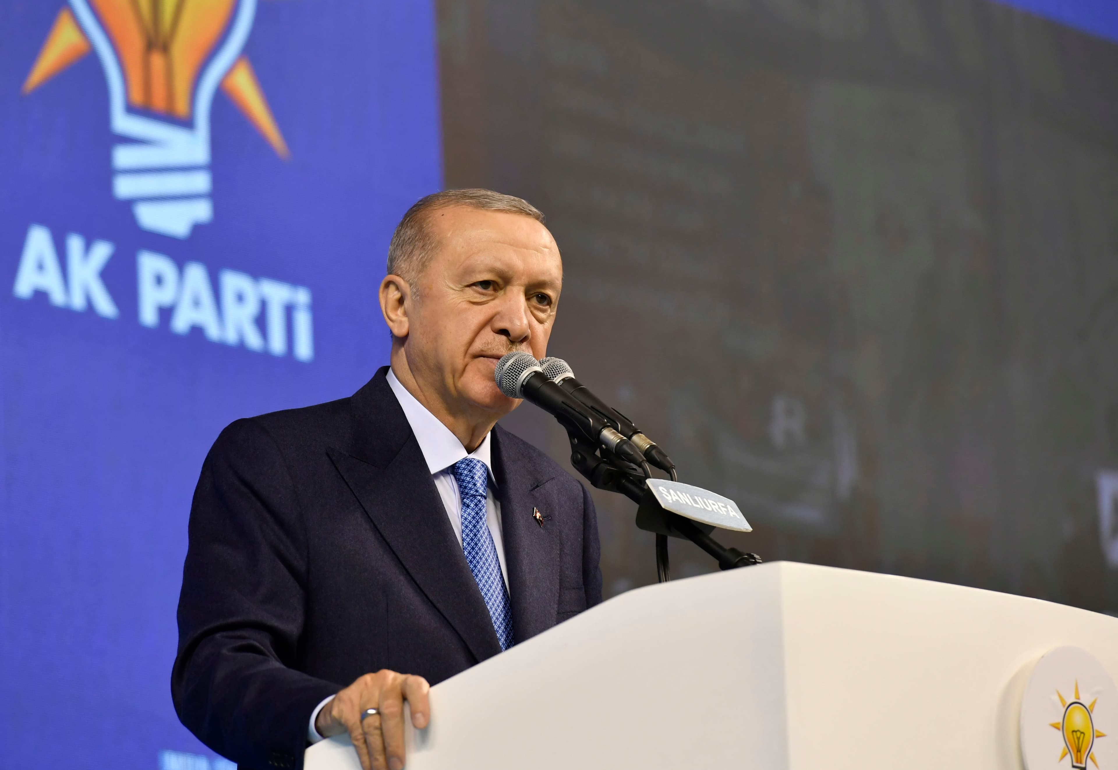 Turkish President Recep Tayyip Erdogan speaking at his party's congress in Sanliurfa on January 11, 2025. Photo: AA