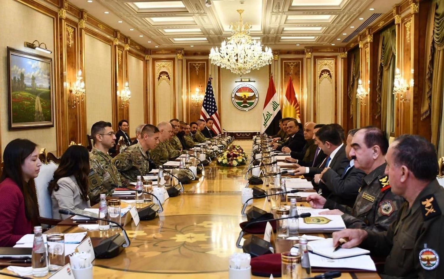 A Kurdish delegation (right) and a US delegation (left) meet in Erbil to discuss Peshmerga reforms on January 14, 2025. Photo: Kurdistan Region Presidency
