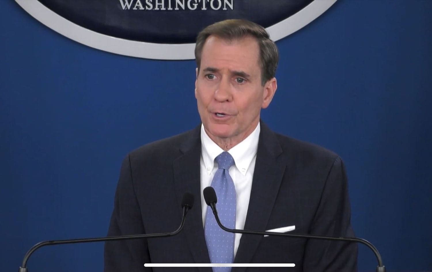 The White House National Security Communications Advisor John Kirby speaking to reporters in Washington DC on January 14, 2025. Photo: State Department/screengrab