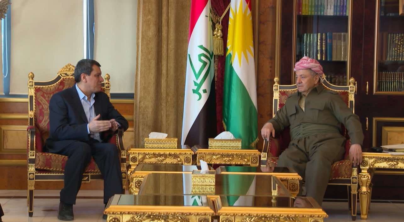 KDP leader Masoud Barzani (right) and SDF chief Mazloum Abdi (left) meeting in Erbil on January 16, 2025. Photo: Submitted 