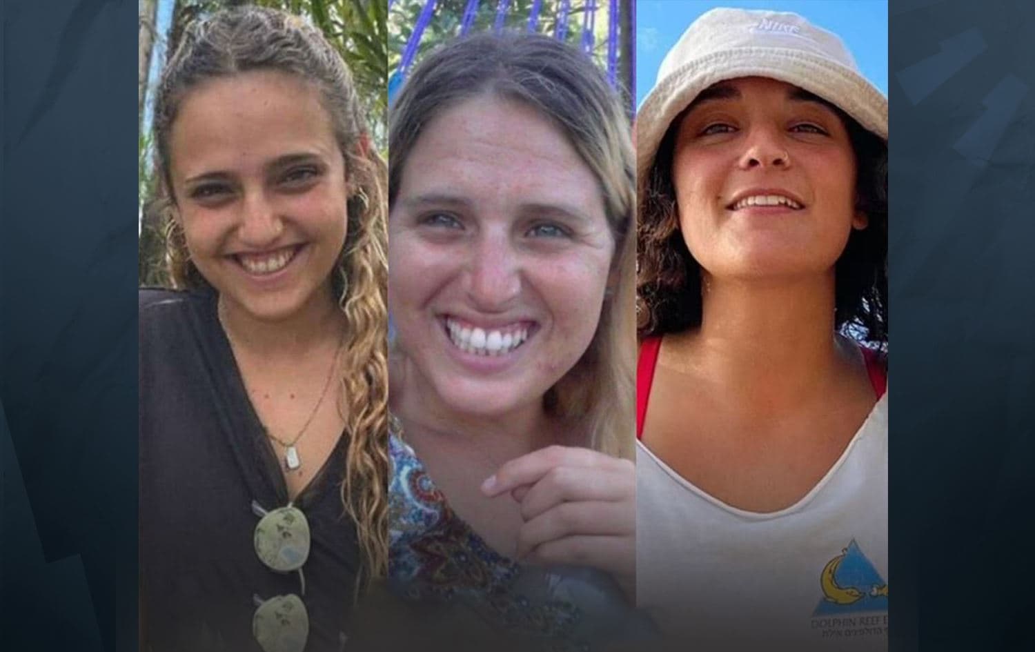 The three Israeli hostages, identified as Romi Gonen, Emily Damari, and Doron Steinbrecher, that were released and returned to Israel as part of the ceasefire that took shape on January 19, 2025. Photo: IDF