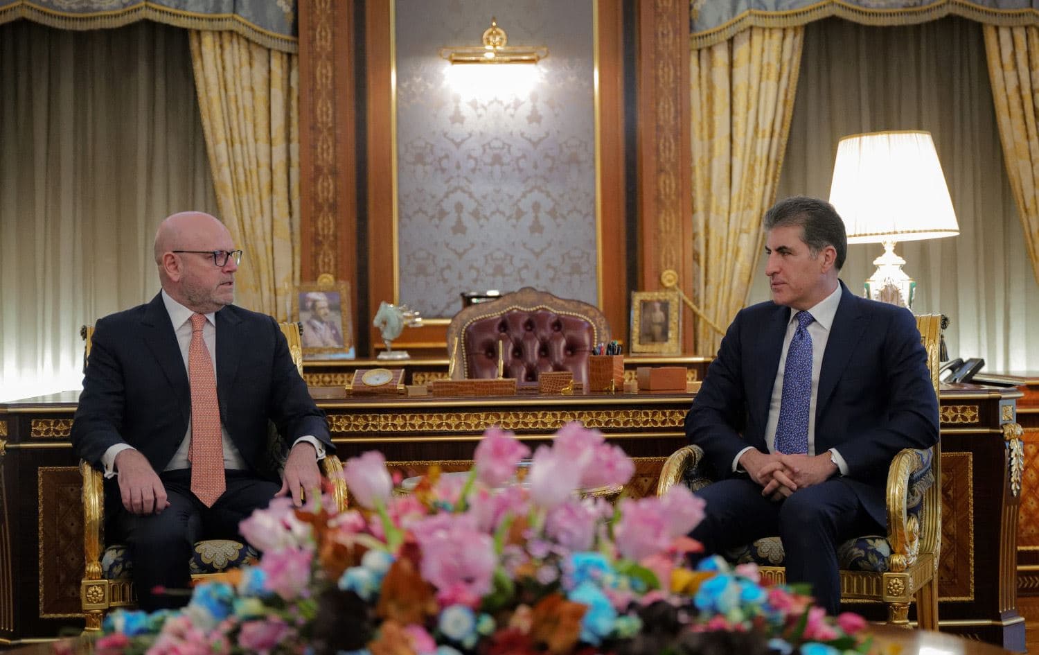 Kurdistan Region President Nechirvan Barzani (right) meeting with Italian Consul General in Erbil Tommaso Sansone on January 21, 2025. Photo: Kurdistan Region Presidency