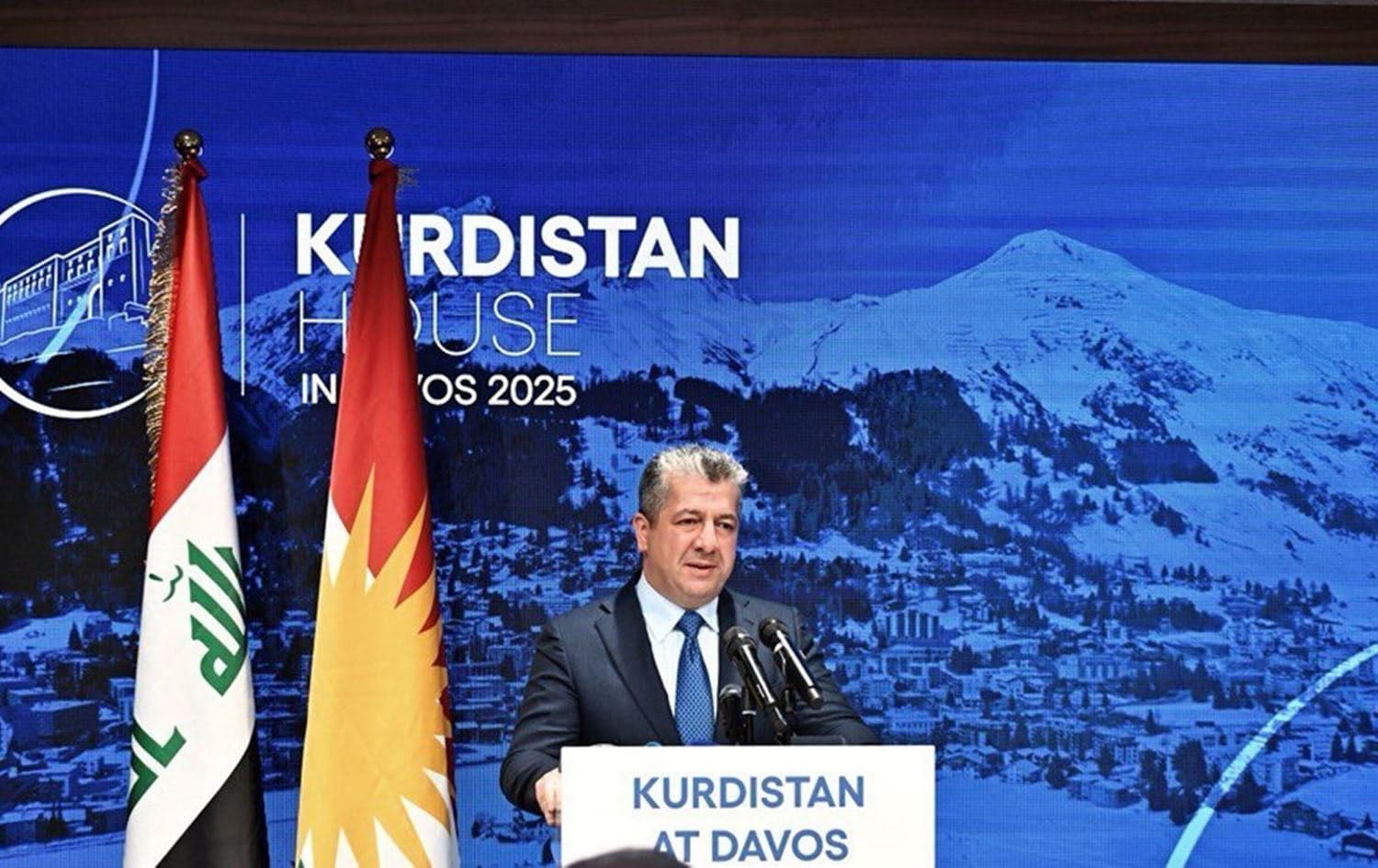 KRG PM Masrour Barzani speaking in Davos, Switzerland on January 20, 2025. Photo: KRG