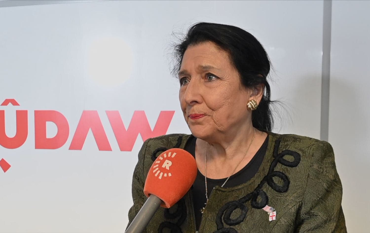 Outgoing Georgian President Salome Zourabichvili speaking to Rudaw in Washington DC on January 22, 2025. Photo: screengrab/Rudaw