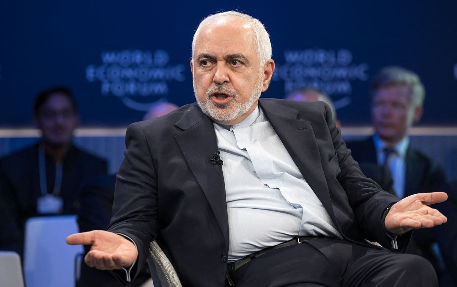 Iran's Vice-President for strategic affairs Mohammad Javad Zarif gestures as he addresses the audience during the World Economic Forum (WEF) annual meeting in Davos on January 22, 2025. Photo: AFP