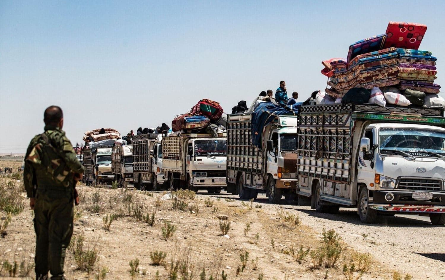 Families affiliated with the Islamic State (ISIS) leaving al-Hol camp in northeast Syria's (Rojava) Hasaka province. Photo: AFP