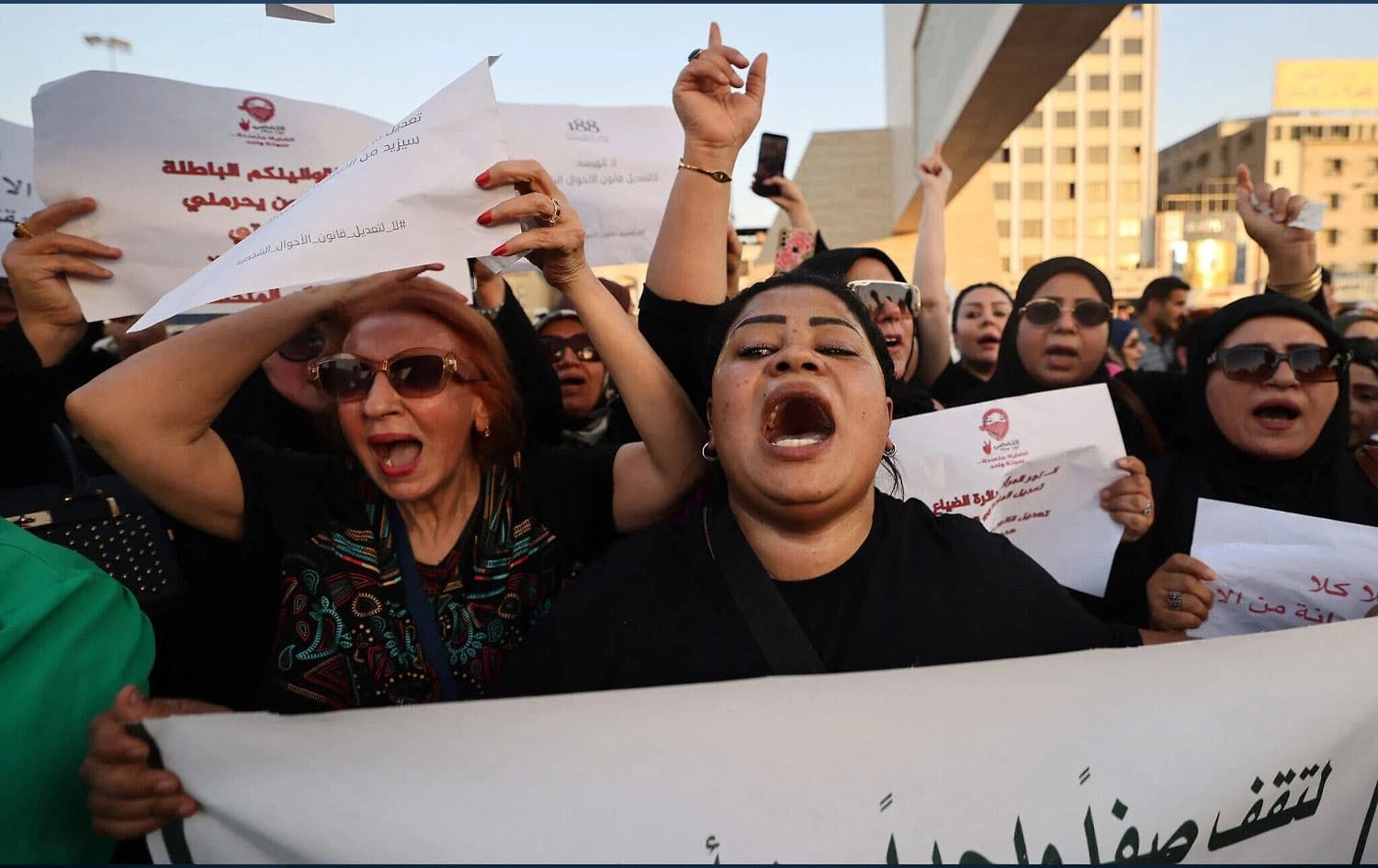Iraqi women demonstrate against underage marriage in Tahrir Square in central Baghdad on August 8, 2024. Photo: Ahmad al-Rubaye/AFP
