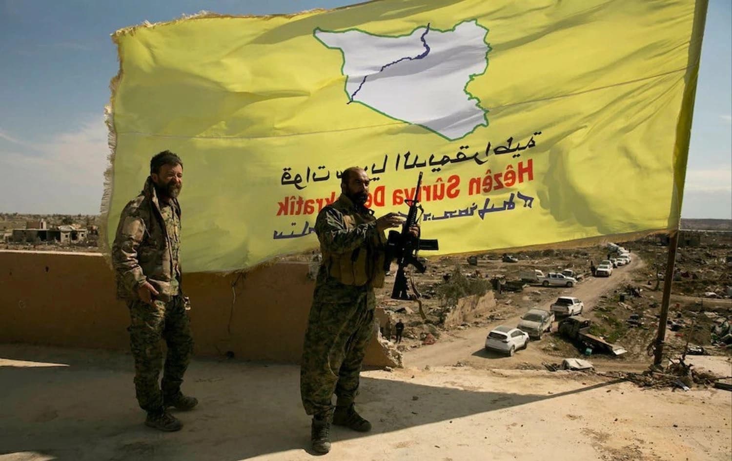 Fighters of the Syrian Democratic Forces (SDF) in Baghouz, Syria on March 23, 2019. Photo: AFP