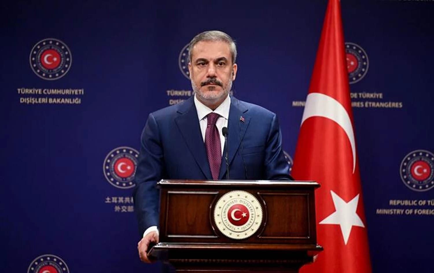 Turkish Foreign Minister Hakan Fidan speaks at a press conference in Ankara on July 4, 2023. File photo: AFP
