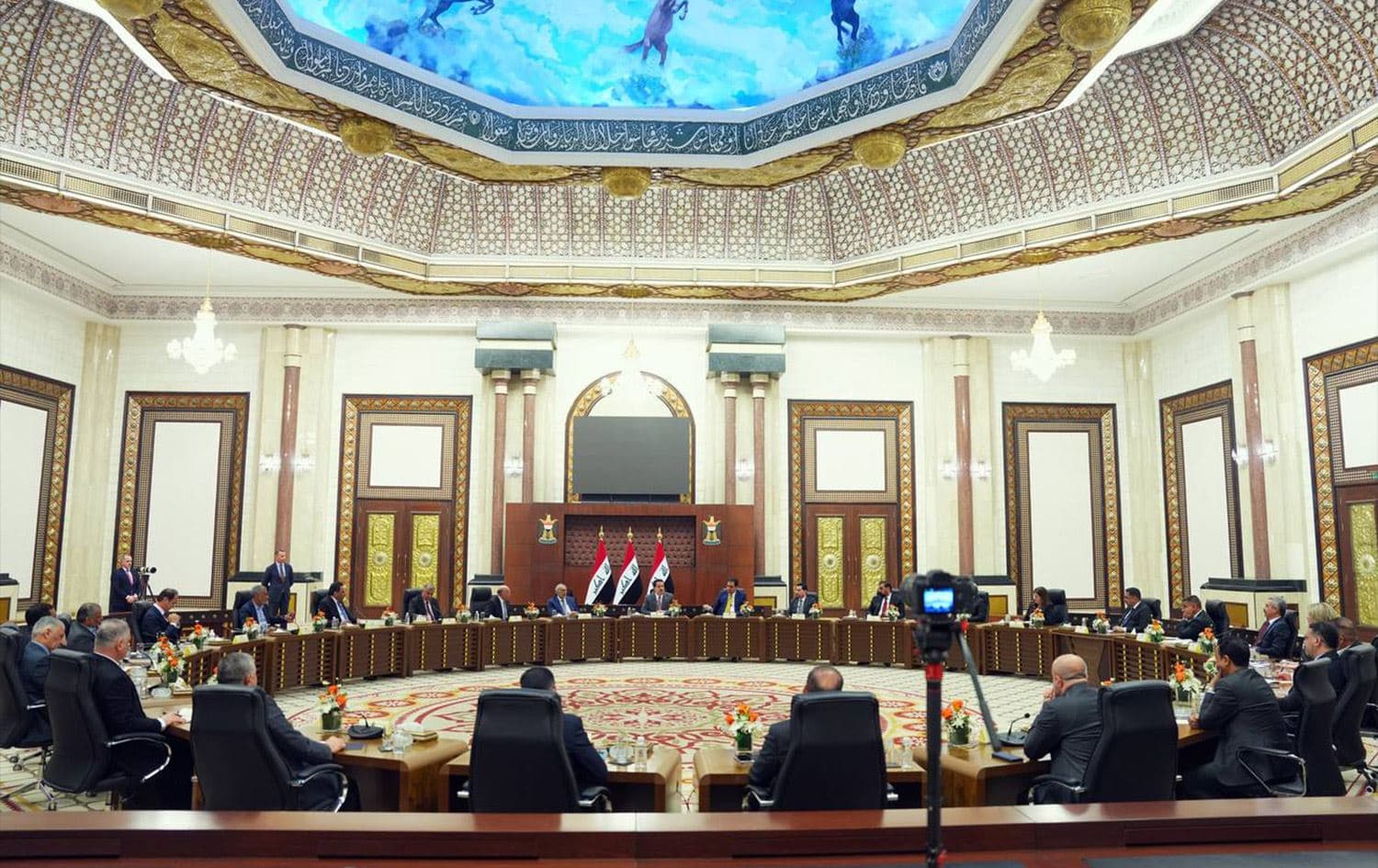 Iraqi Prime Minister Mohammed Shia’ al-Sudani holding a meeting at the Government Palace in Baghdad with heads of parliamentary blocs on January 29, 2025. Photo: Sudani’s office