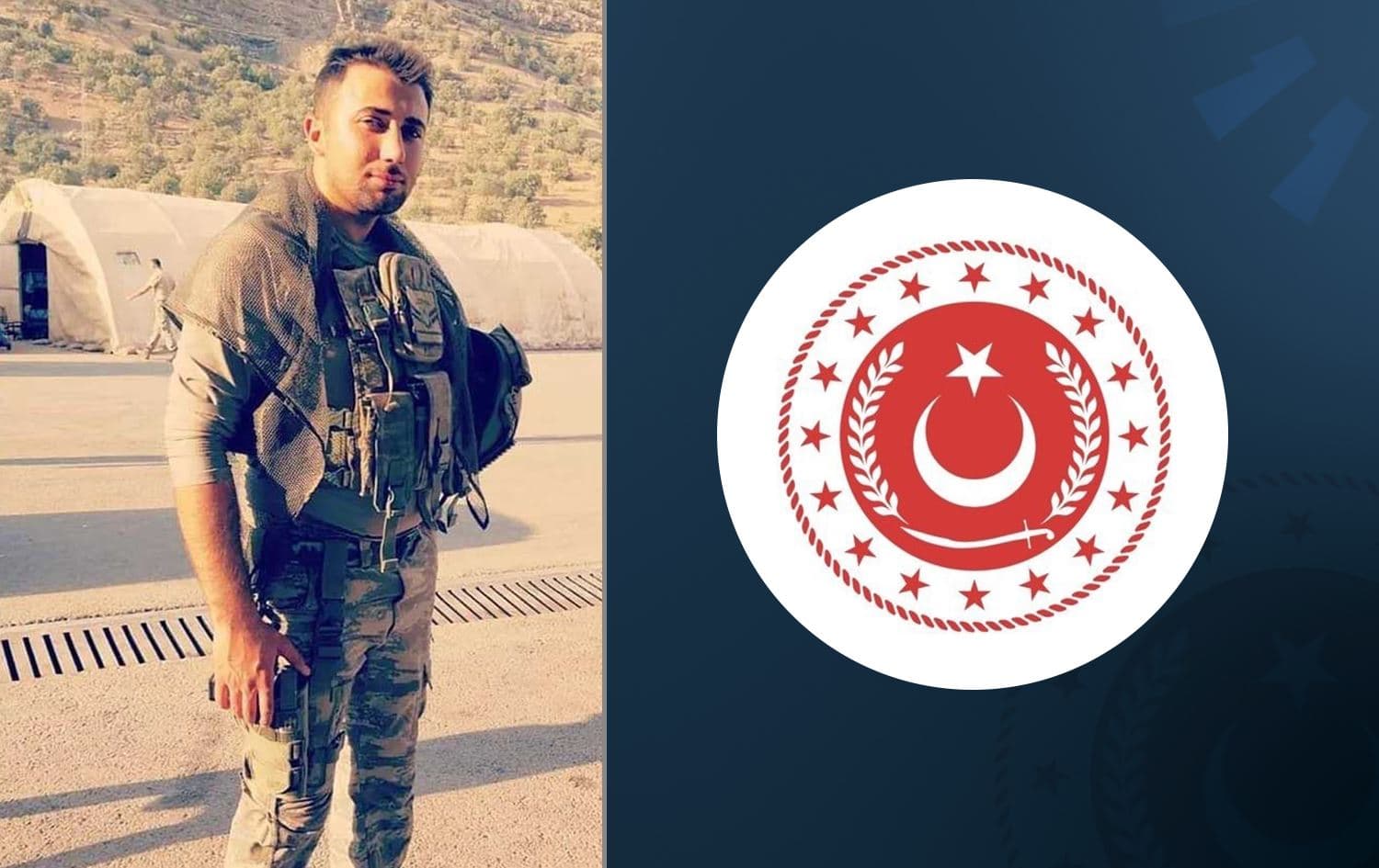 Deceased Turkish soldier Mustafa Bazna [file photo] and Turkish defence ministry logo. Graphic: Rudaw