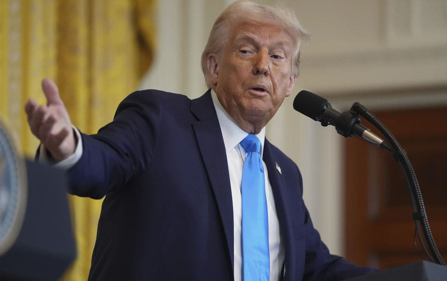 US President Donald Trump speaks during a news conference with Israel’s Prime Minister Benjamin Netanyahu in Washington on February 4, 2025. Photo: Evan Vucci/AP
