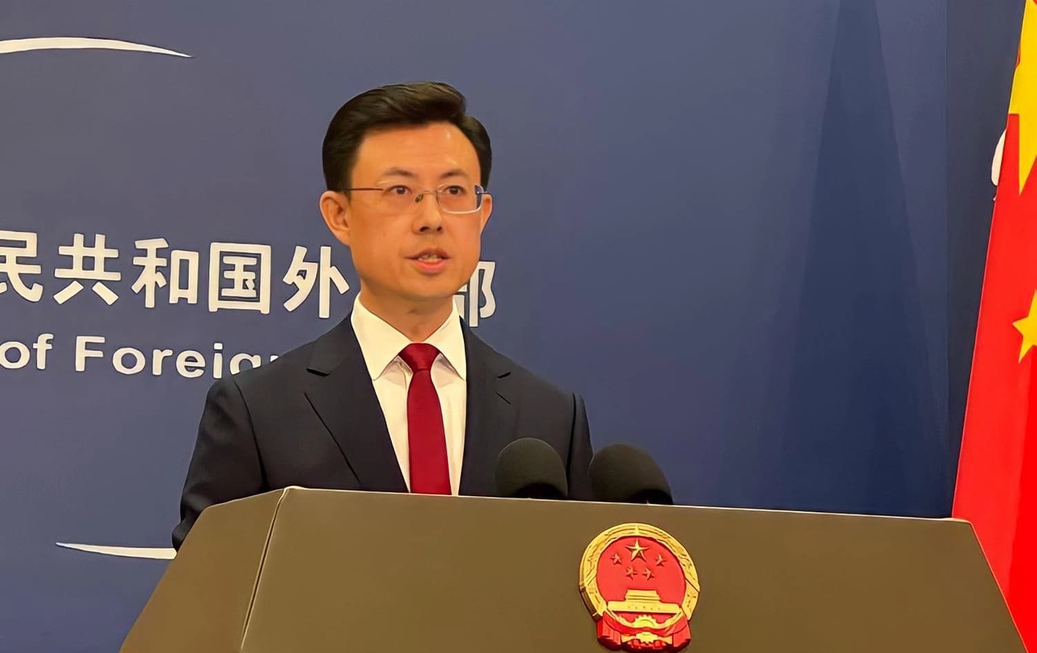 hinese Foreign Ministry spokesperson, Gao Zhikang, speaking to reporters on February 12, 2025. Photo: Rudaw 