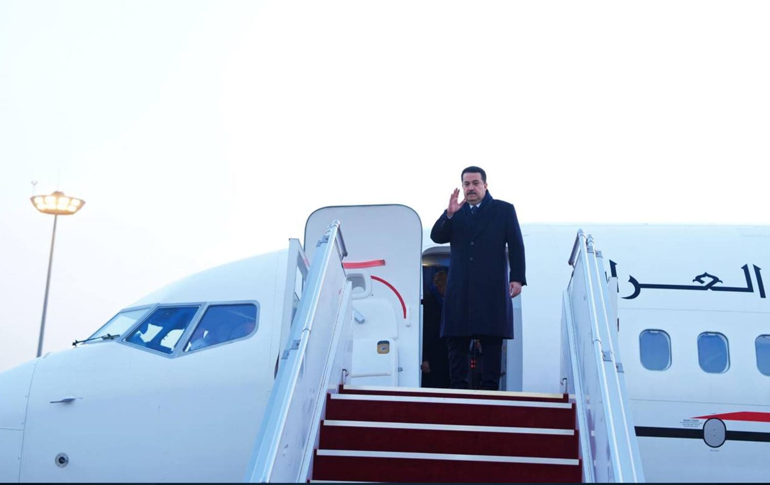Iraqi Prime Minister Mohammed Shia' al-Sudani departing to Prague from Baghdad International Airport on February 13, 2025. Photo: Sudani's office