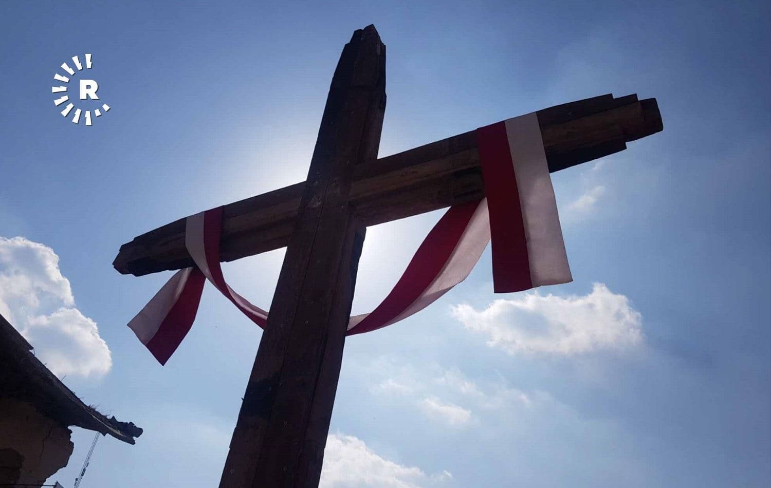 A decorated cross in Mosul's Church Square on March 6, 2021, in preparation for the pope's visit. Photo: Bilind T. Abdullah/Rudaw