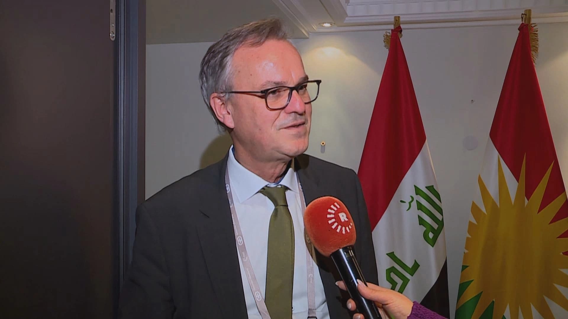 Hans-Georg Engelke, state secretary at Germany’s Ministry of the Interior and Community speaking to Rudaw in Munich on February 14, 2025. Photo: screengrab/Rudaw
