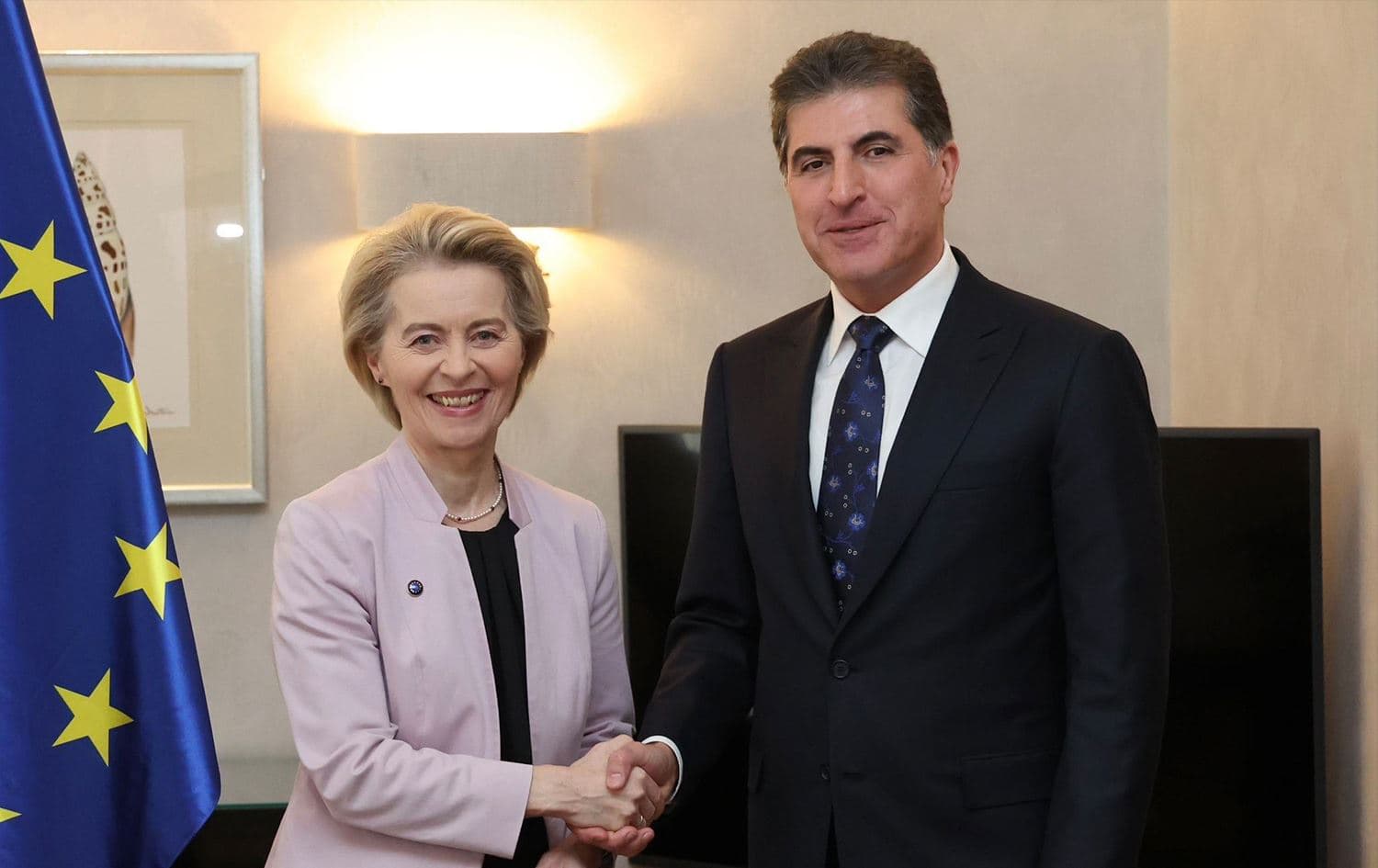 Kurdistan Region President Nechirvan Barzani meets the European Commission President Ursula Von Der Leyen in Munich, Germany on February 14, 2025. Photo: Kurdistan Region Presidency