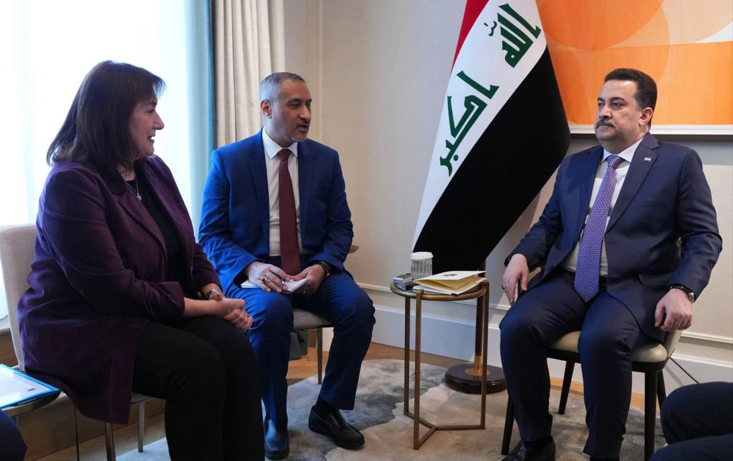 Iraqi Prime Minister Mohammed Shia' al-Sudani (right) in a meeting with Dubravka Suica, the EU commissioner for the Mediterranean, on the sidelines of the Munich Security Conference on February 14, 2025. Photo: Sudani's office