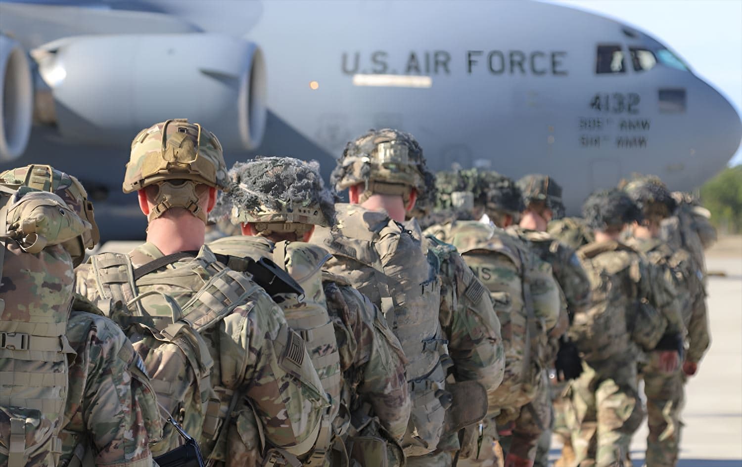 US Army paratroopers deploy from Pope Army Airfield, North Carolina on January 1, 2020. File photo: AFP