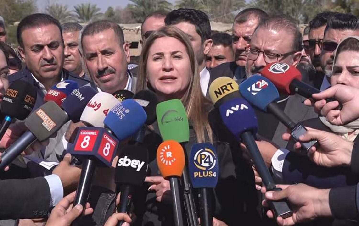 Iraqi MP Vian Dakhil speaking to reporters in Kirkuk on February 18, 2025. Photo: screengrab/Rudaw