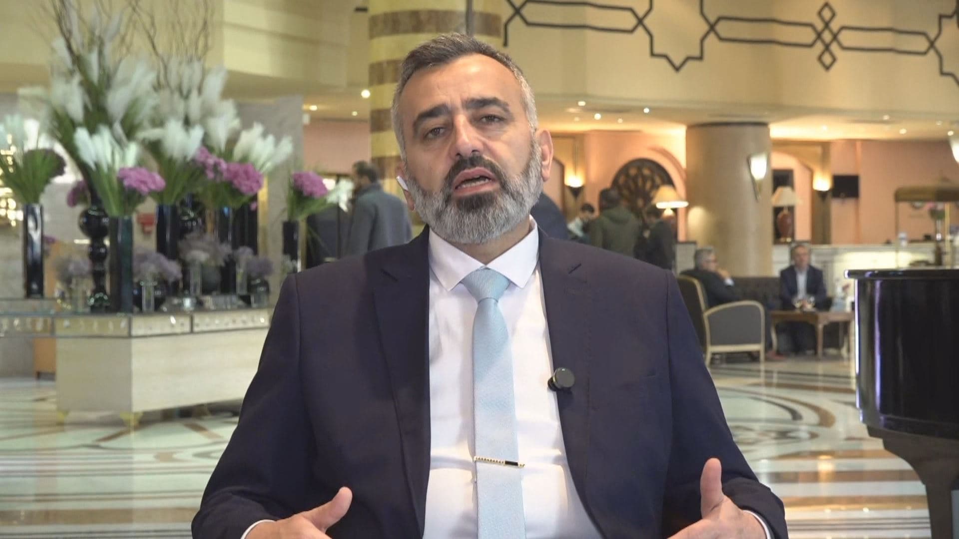 Hassan al-Dugheim, spokesperson for  preparatory committee for Syria’s National Dialogue Conference, speaking to Rudaw in February 2025. Photo: screengrab/Rudaw