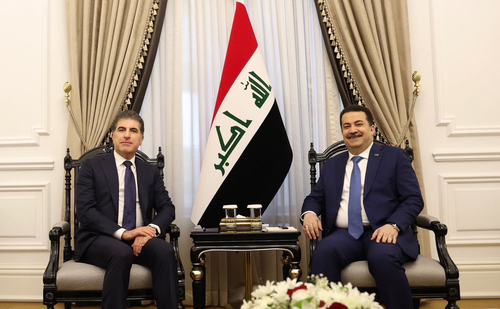 Iraqi Prime Minister Mohammed Shia’ al-Sudani receives Kurdistan Region President Nechirvan Barzani in Baghdad on February 22, 2025. (Photo: Kurdistan Region Presidency)