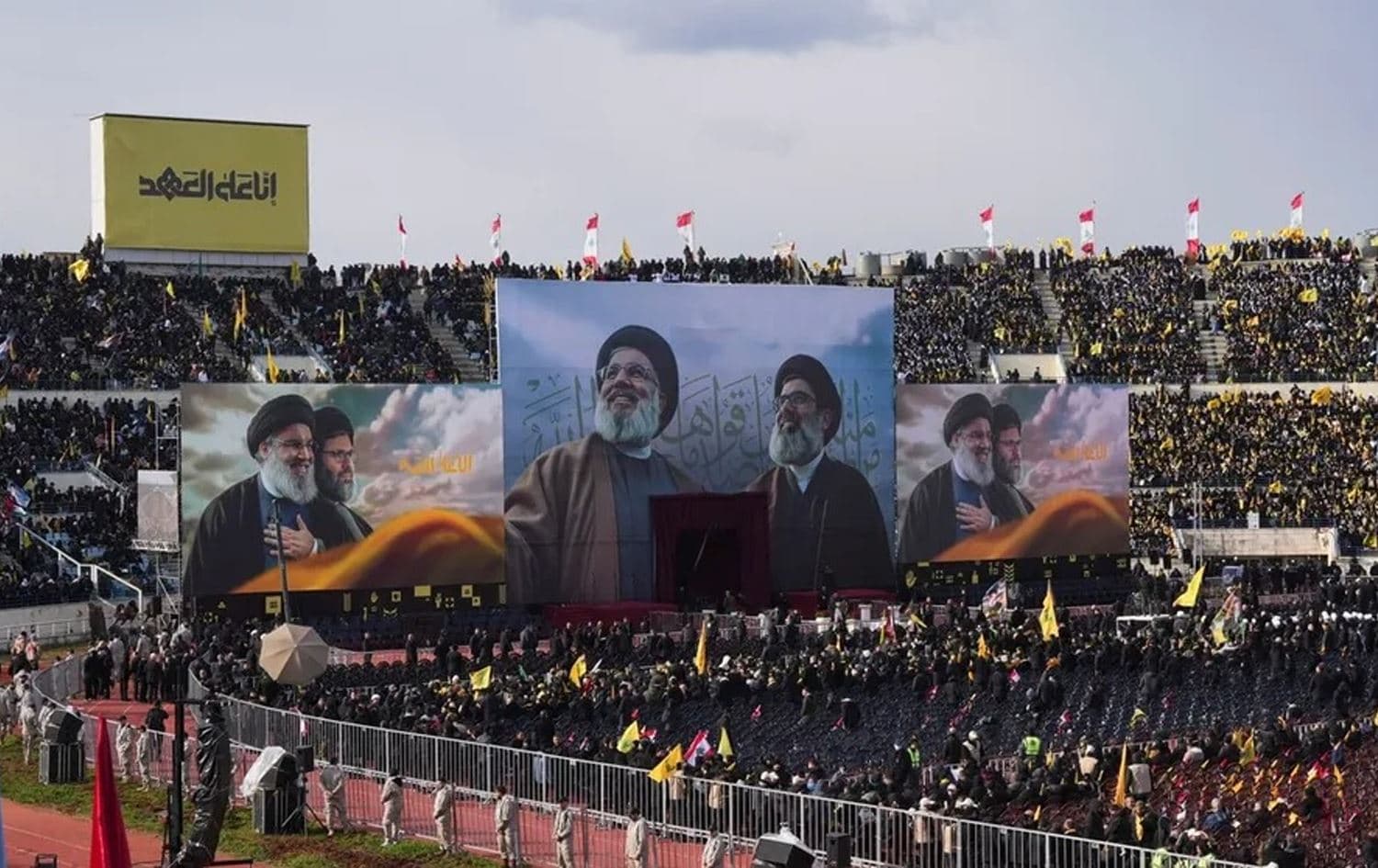 Mourners attend the funeral of slain Hezbollah leader Hassan Nasrallah and the head of the group's Executive Council, Hashem Safieddine, in Beirut on February 23, 2025. (Photo: Iran News Agency IRNA)
