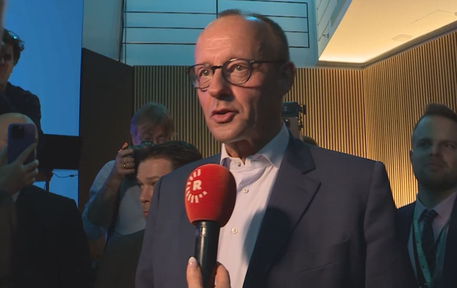 Christian Democratic Union (CDU) leader Friedrich Merz speaking to Rudaw in Berlin on February 24, 2025. Photo: screengrab/Rudaw