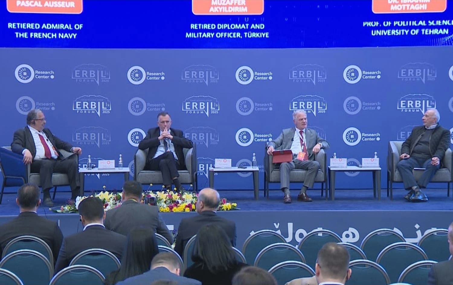 Experts speaking during a panel discussion at the Erbil Forum on February 26, 2025. Photo: Rudaw