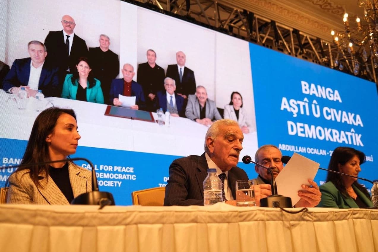 The moment Abdullah Ocalan's letter was read out in Istanbul on February 27, 2025. Photo: DEM Party