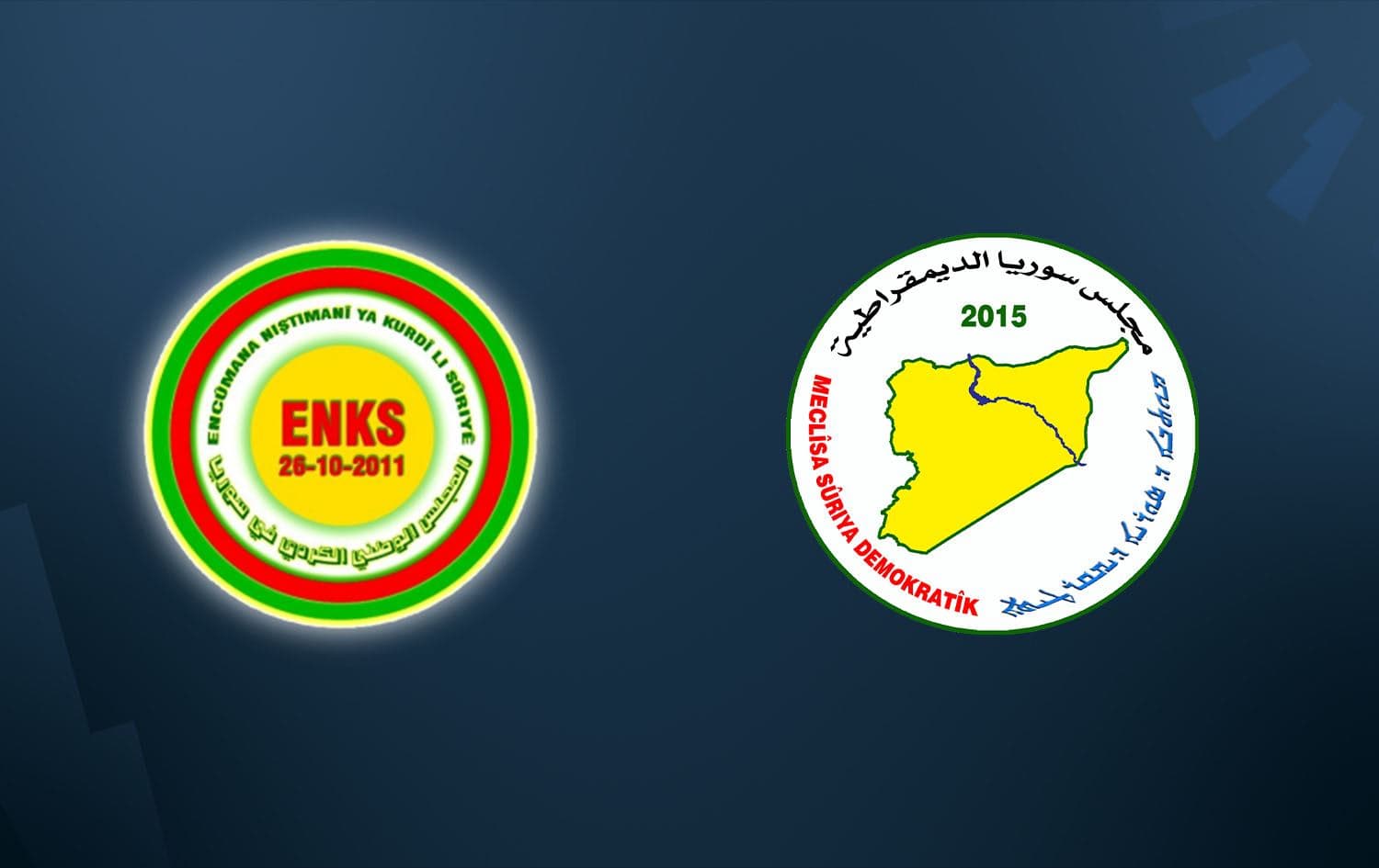 Kurdish National Council (ENKS/KNC) logo (left) Syrian Democratic Council (SDC) logo (right). Graphic: Rudaw