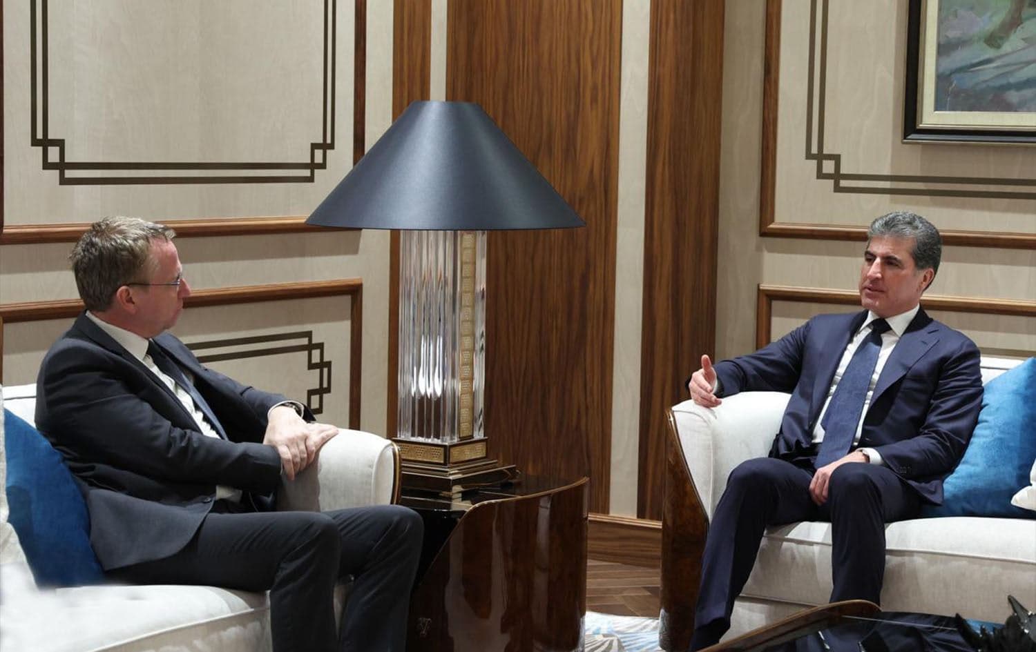 French Ambassador to Iraq, Patrick Durel (left), and Kurdistan Region President, Nechirvan Barzani (right). Photo: Kurdistan Region Presidency