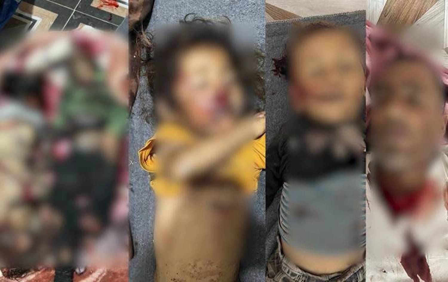 Dê bav û 7 zarokên wan şehîd ketin / Wêne: Rûdaw Grafîk
