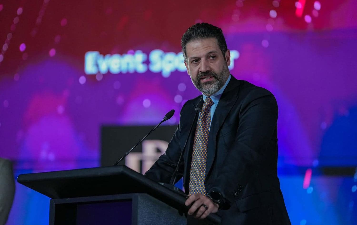Kurdistan Region Deputy Prime Minister Qubad Talabani giving a speech. Photo: Qubad Talabani/Facebook