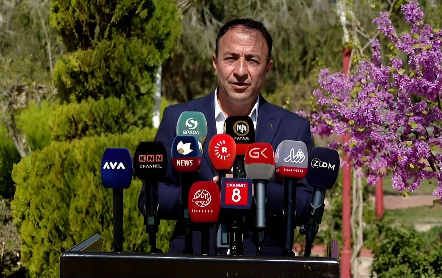 Abubakir Ali, the head of the Kurdistan Region Refugee Association speaks to reporters on March 25, 2025. Photo: Screengrab/Rudaw