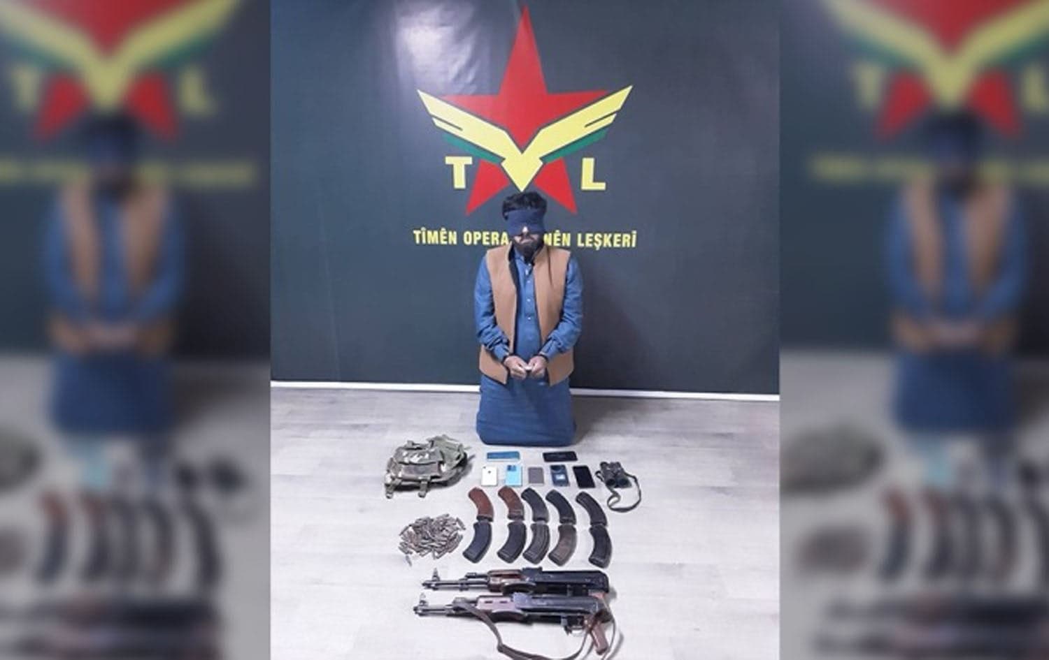 Captured Islamic State (ISIS) smuggler on March 27, 2025. Photo: SDF Press Center