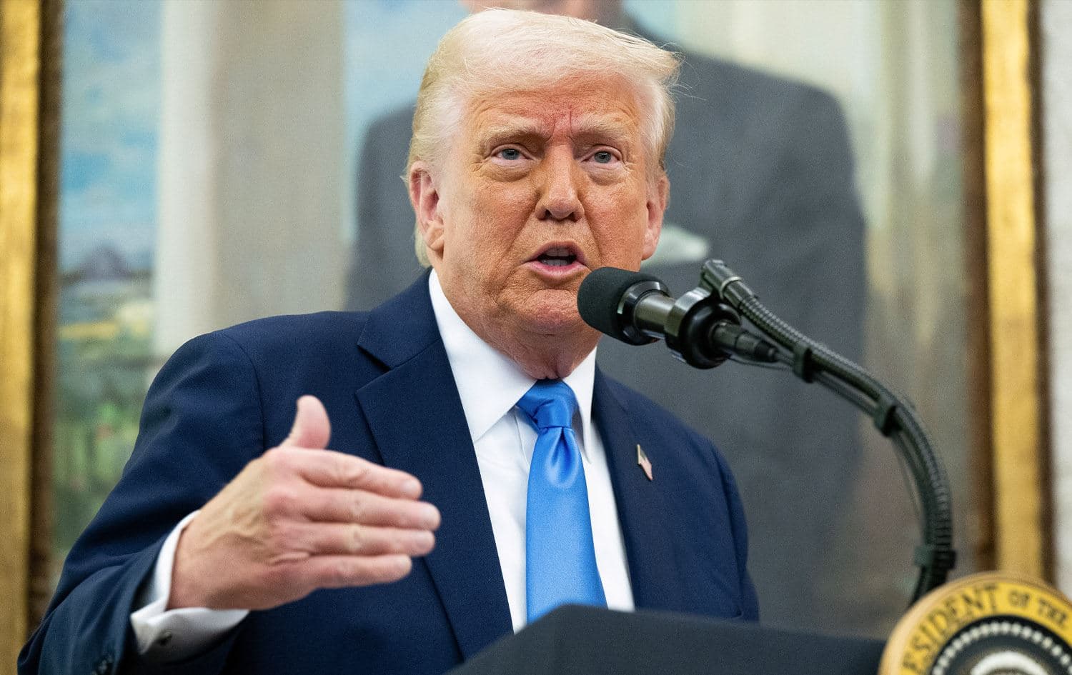 United States President Donald Trump during a presser on March 28, 2025. Photo: AFP